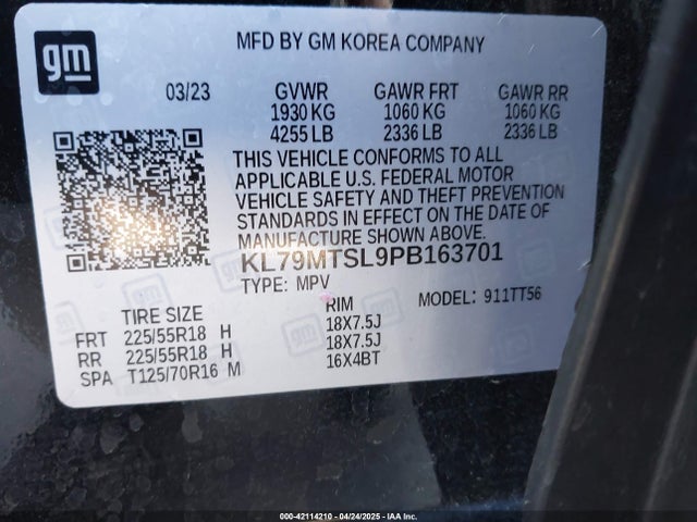 Chevrolet l3t 2023 KL79MTSL9PB163701 Image 9