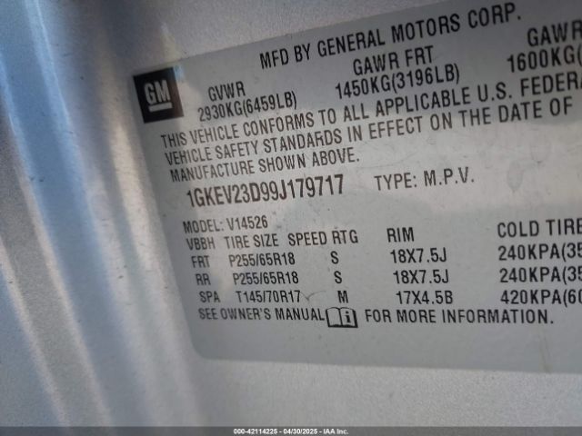 2009 GMC ACADIA 1GKEV23D99J179717 Photo 8