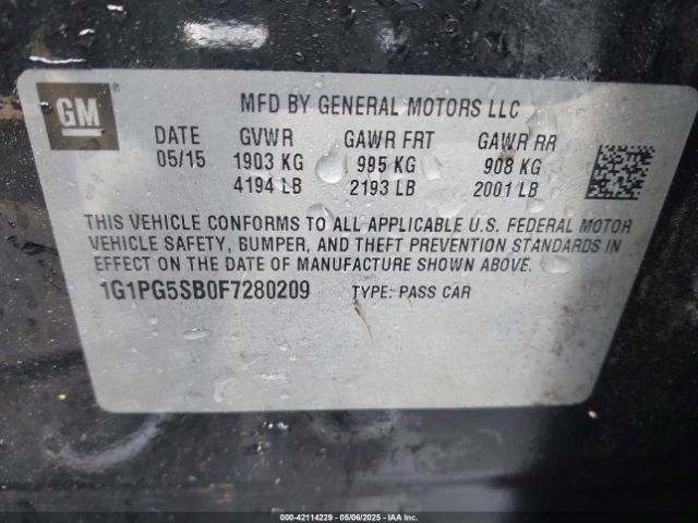1G1PG5SB0F7280209 Chevrolet CRUZE LTZ