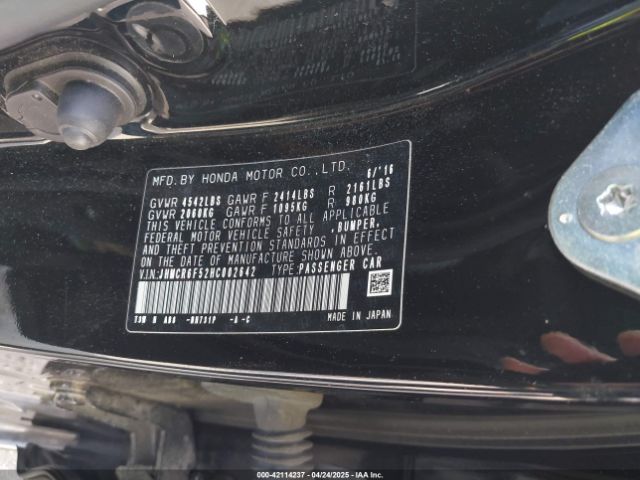 JHMCR6F52HC002642 Honda Accord Hybrid Ex-l