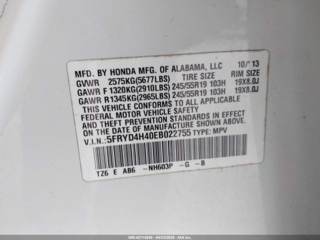 5FRYD4H40EB022755 Acura Mdx Technology Package