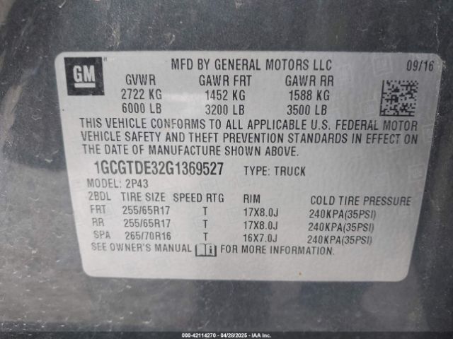 1GCGTDE32G1369527 Chevrolet Colorado Z71