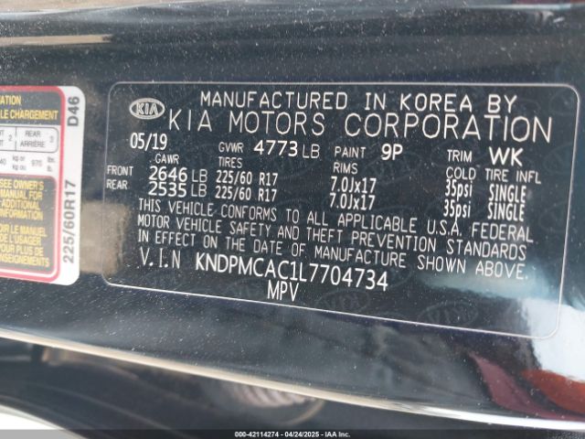 KNDPMCAC1L7704734 KIA Sportage Lx