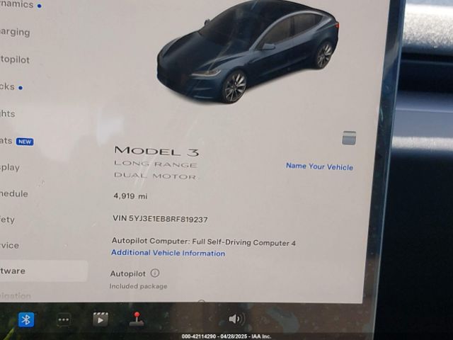 5YJ3E1EB8RF819237 Tesla Model 3 Long Range Dual Motor All-wheel Drive