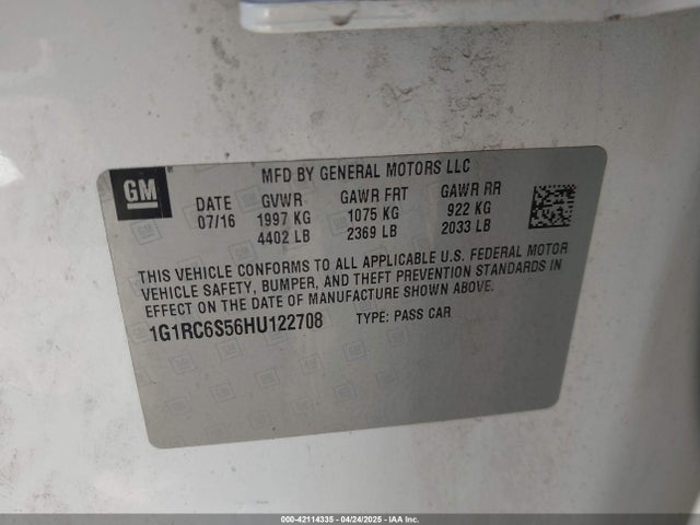 1G1RC6S56HU122708 Chevrolet VOLT LT