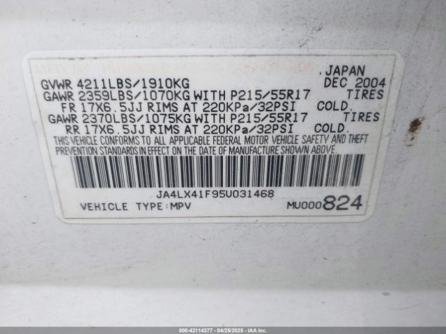 2005 MITSUBISHI OUTLANDER JA4LX41F95U031468 Photo 8