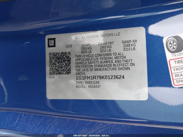 2019 CHEVROLET CAMARO 1G1FH1R79K0123624 Photo 8