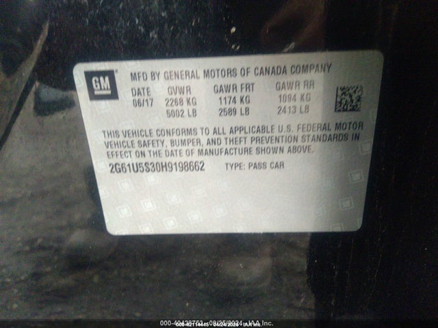 2G61U5S30H9198662 Cadillac lfx - sidi: spark ignited direct injection, vvt: variable valve timing, e85 max, alum