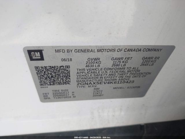 2GNAXSEV4K6110423 Chevrolet EQUINOX LS