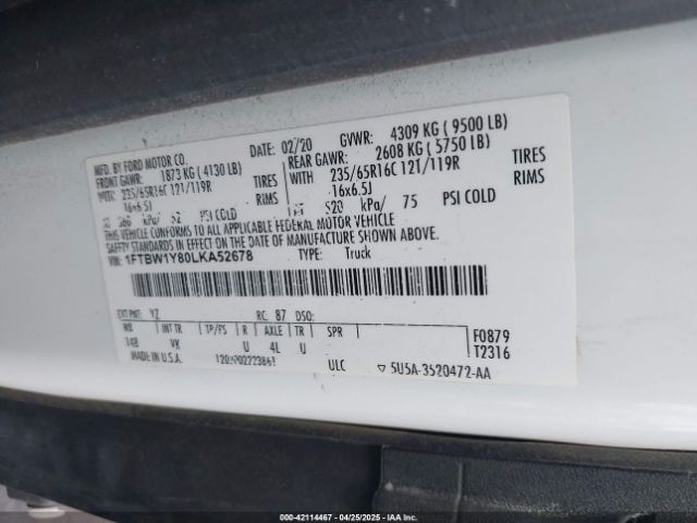 1FTBW1Y80LKA52678 Ford Transit-350