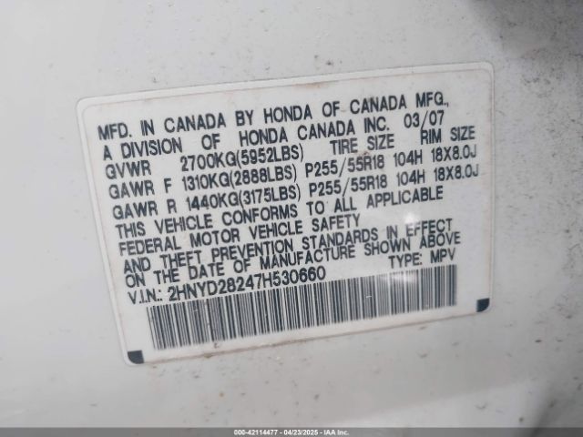 2007 ACURA MDX 2HNYD28247H530660 Photo 8