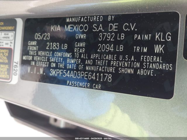 3KPF54AD3PE641178 KIA Forte Gt-line
