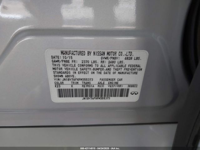 JN1BV7APXFM355373 Infiniti Q50 Premium