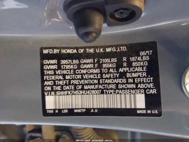 SHHFK7H53HU428007 Honda CIVIC EX