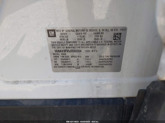 Chevrolet EQUINOX LT 2018 3GNAXSEV9JS566904 Image 9