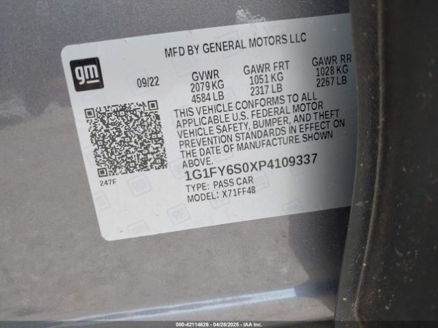 1G1FY6S0XP4109337 Chevrolet Bolt Euv Fwd Lt