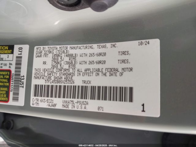 5TFLA5DB0SX253526 Toyota Tundra Sr5 4wd