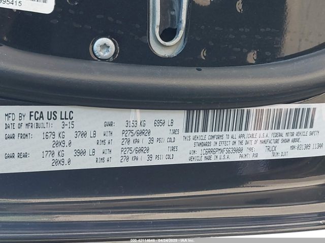 1C6RR6PMXFS639080 RAM 1500 Laramie Longhorn