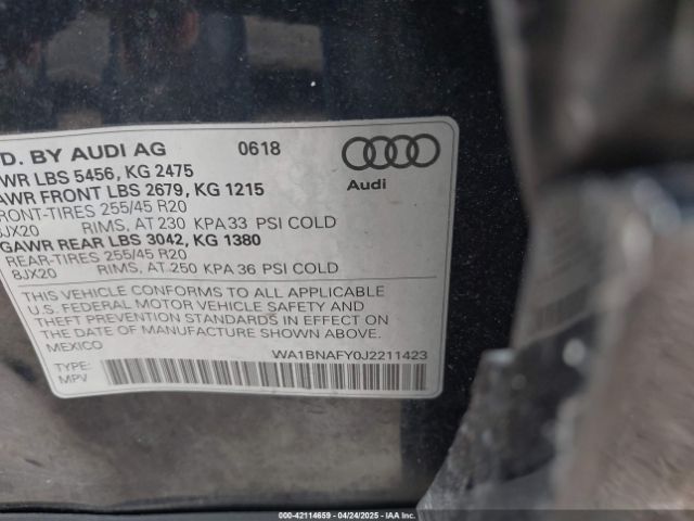 WA1BNAFY0J2211423 Audi Q5 2.0t Premium