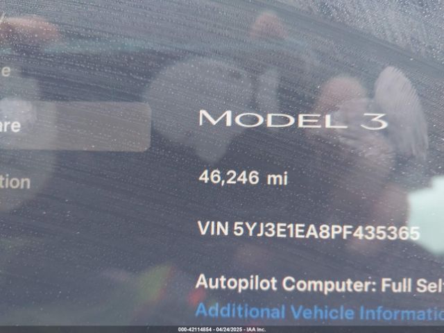 5YJ3E1EA8PF435365 Tesla Model 3 Rear-wheel Drive
