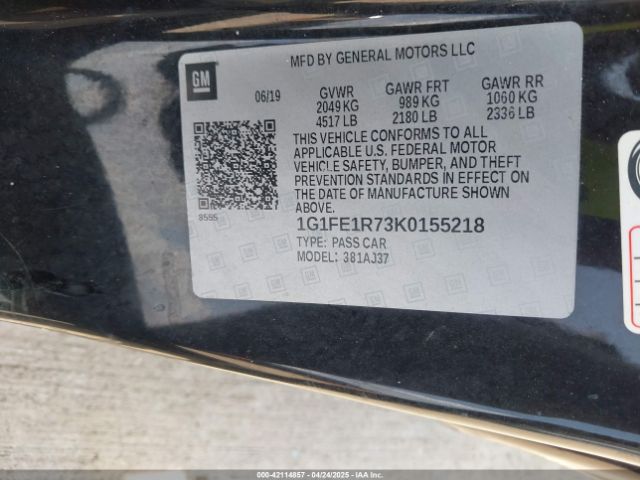 2019 CHEVROLET CAMARO 1G1FE1R73K0155218 Photo 8