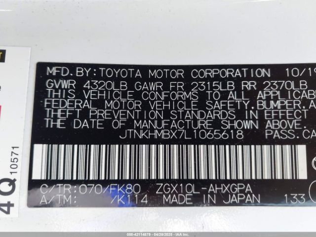 JTNKHMBX7L1065618 Toyota 3zr-fae