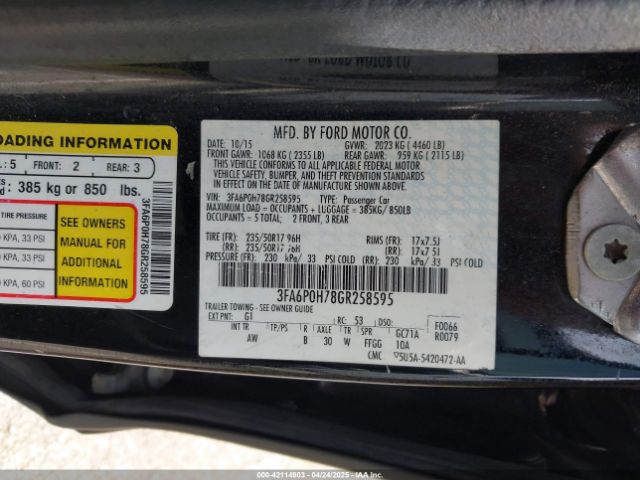 3FA6P0H78GR258595 Ford FUSION SE