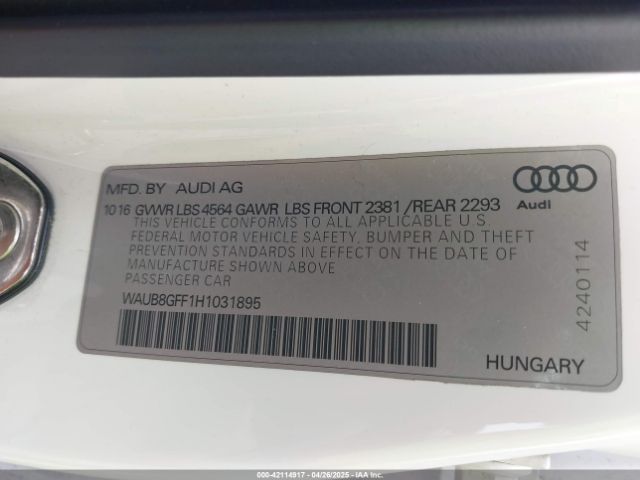 WAUB8GFF1H1031895 Audi A3 2.0t Premium