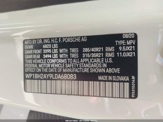 WP1BH2AY9LDA68083 Porsche Cayenne