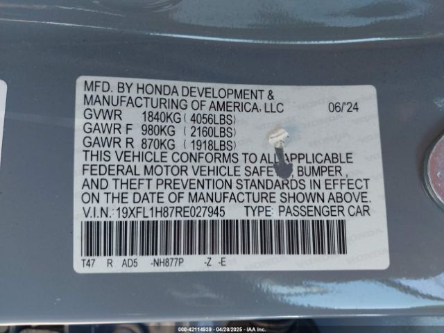 2024 HONDA CIVIC 19XFL1H87RE027945 Photo 8