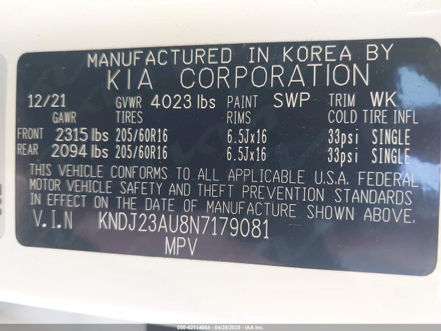 KNDJ23AU8N7179081 KIA mpi nu
