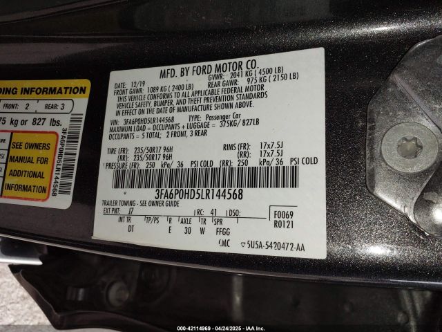 3FA6P0HD5LR144568 Ford FUSION SE