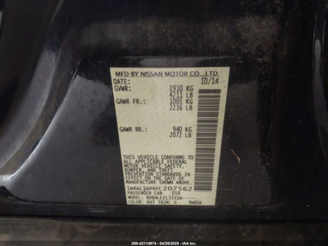 1N4AL3AP4FC207562 Nissan Altima 2.5 S