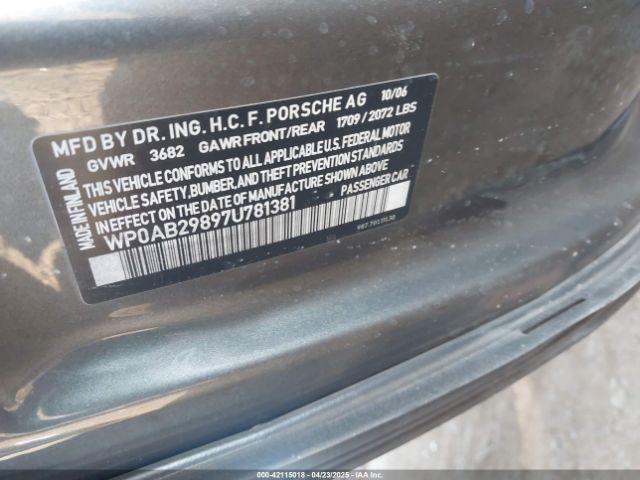 2007 PORSCHE CAYMAN S WP0AB29897U781381 Photo 8