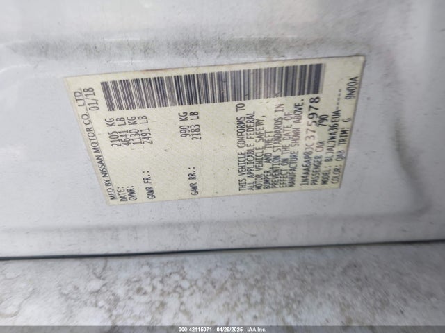 1N4AA6AP8JC375978 Nissan Maxima 3.5 Sv