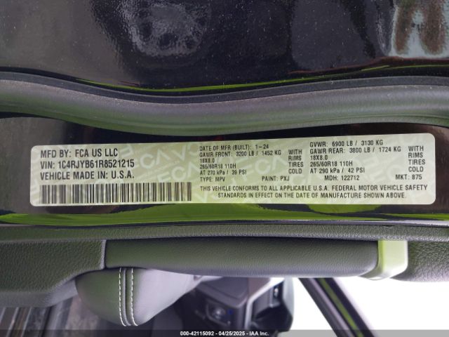 1C4RJYB61R8521215 Jeep Grand Cherokee 4xe