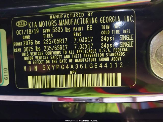 5XYPG4A36LG644112 KIA Sorento 2.4l L