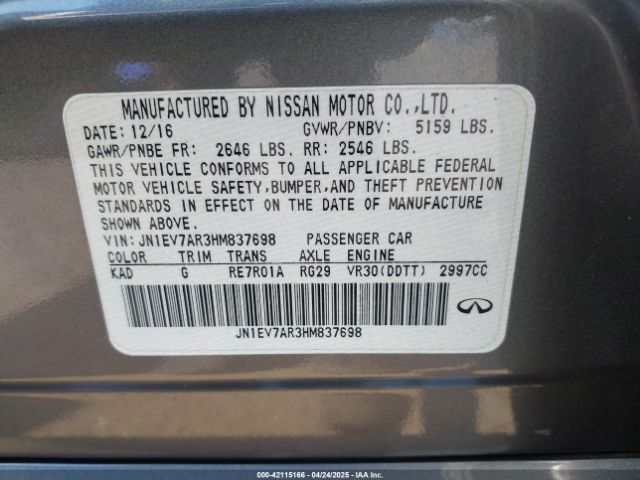 JN1EV7AR3HM837698 Infiniti Q50 3.0t Signature Edition