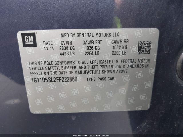 1G11D5SL2FF222860 Chevrolet MALIBU 2LT