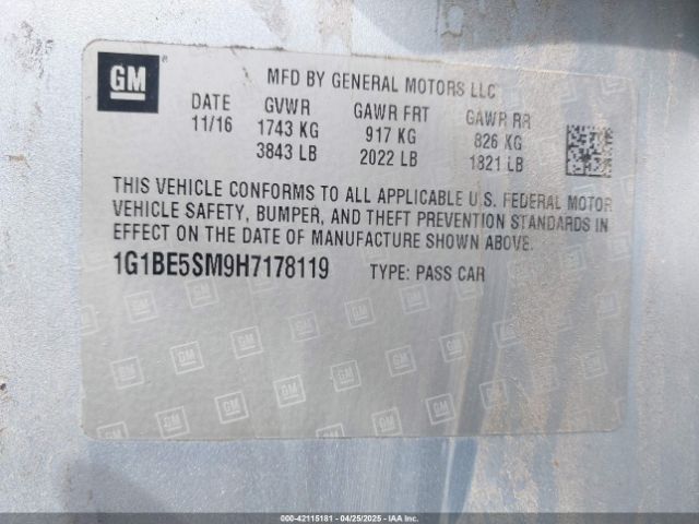 1G1BE5SM9H7178119 Chevrolet Cruze Lt Auto