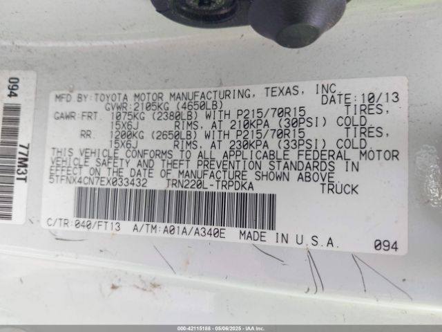 5TFNX4CN7EX033432 Toyota Tacoma