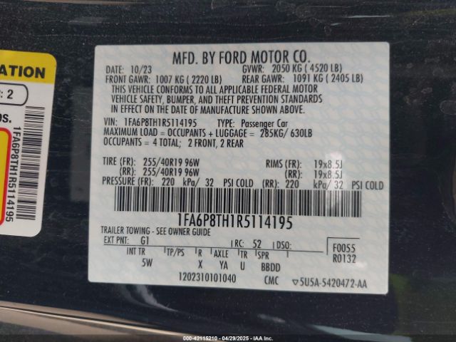 2024 FORD MUSTANG 1FA6P8TH1R5114195 Photo 8