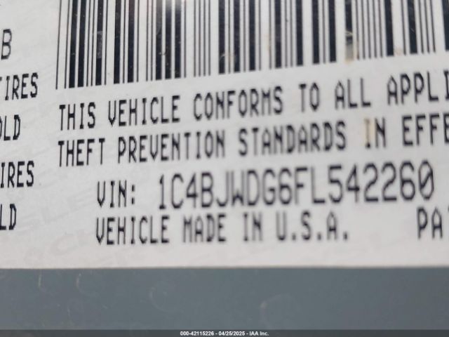 1C4BJWDG6FL542260 Jeep Wrangler Unlimited Sport
