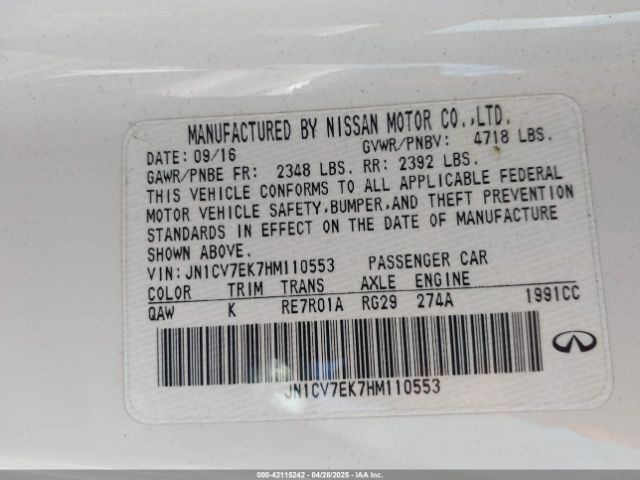 JN1CV7EK7HM110553 Infiniti Q60 2.0t Premium