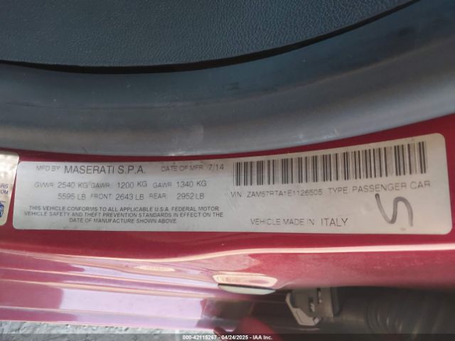 ZAM57RTA1E1126505 Maserati Ghibli S Q4