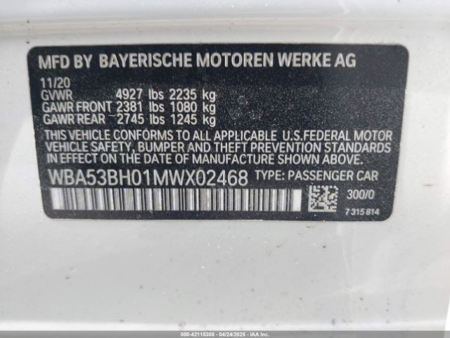 WBA53BH01MWX02468 BMW 530I