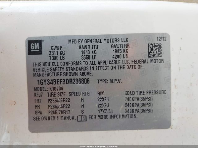 2013 CADILLAC ESCALADE 1GYS4BEF3DR236806 Photo 8