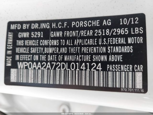 2013 PORSCHE PANAMERA WP0AA2A72DL014124 Photo 8
