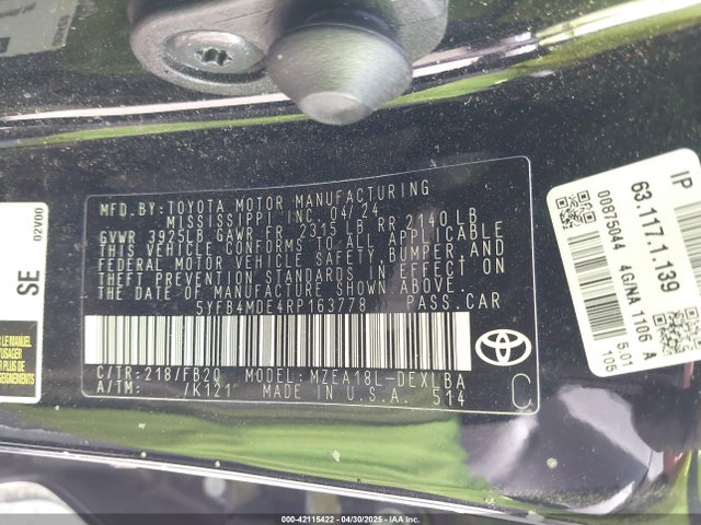 Toyota COROLLA LE 2024 5YFB4MDE4RP163778 Image 9