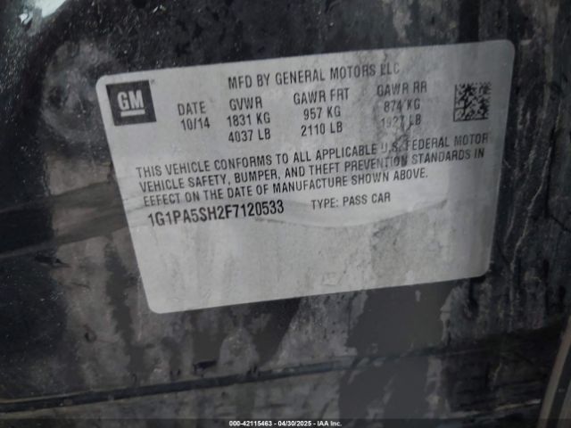 1G1PA5SH2F7120533 Chevrolet Cruze Ls Auto